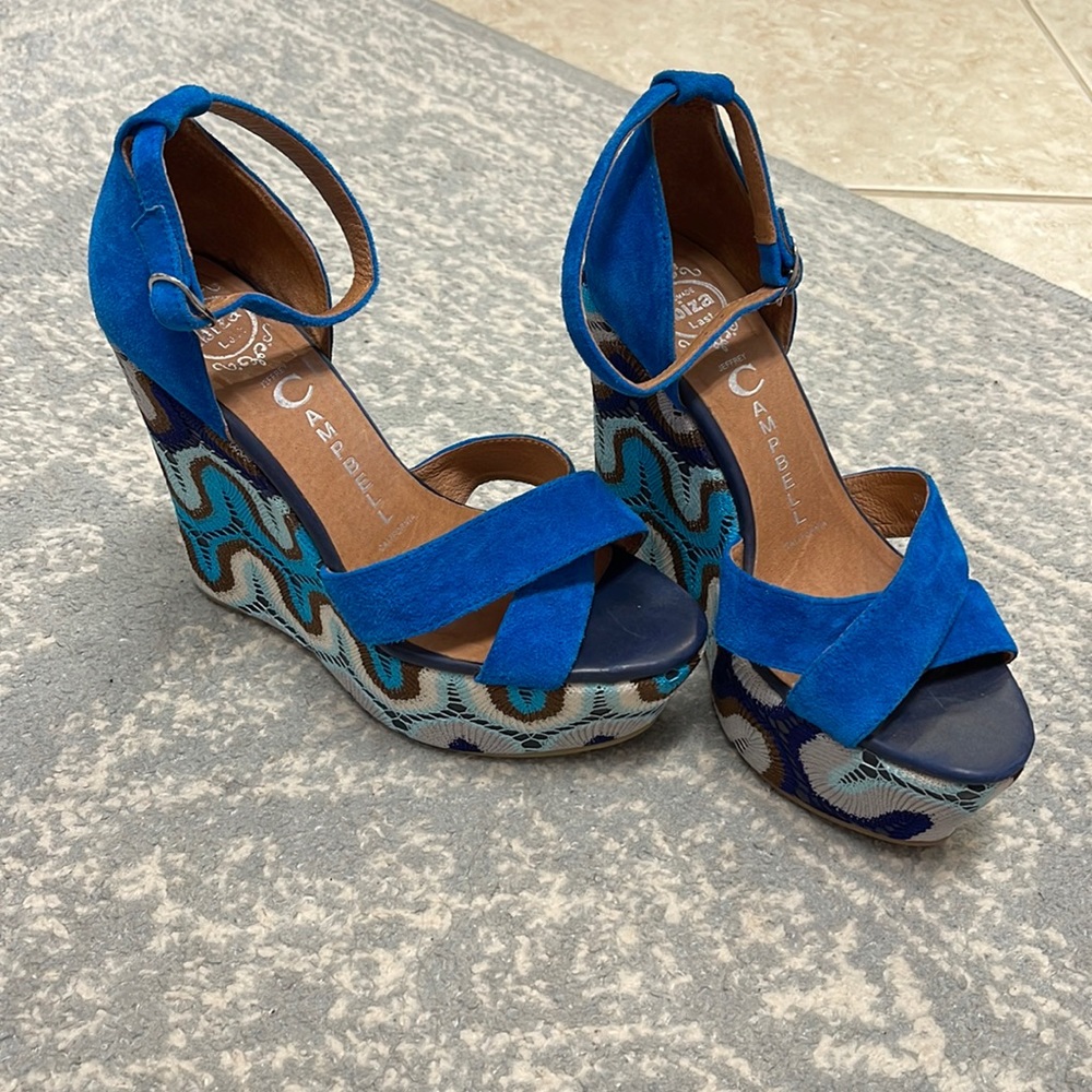 Jeffrey campbell blue wedge, like new 6.5